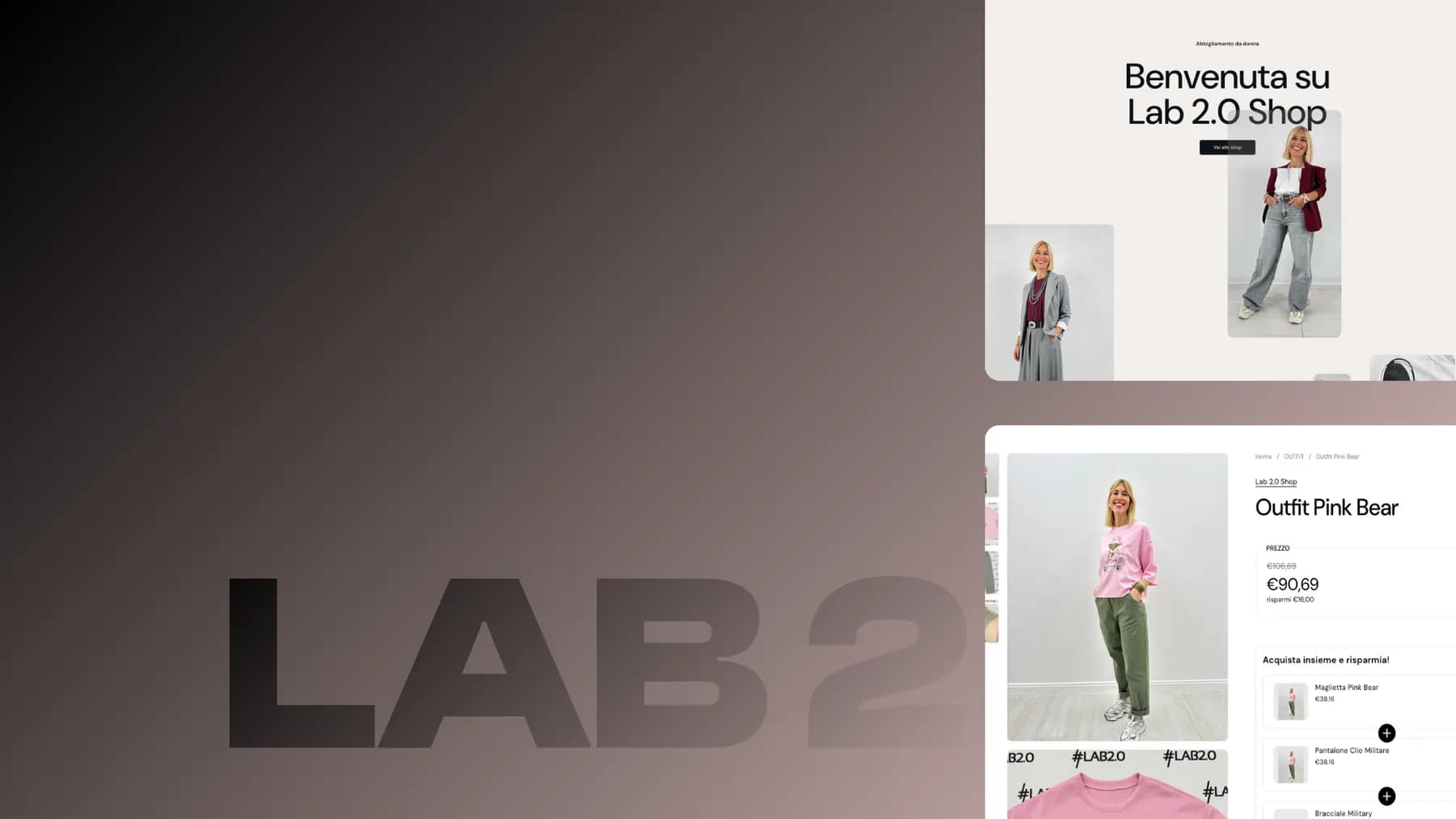 Lab 2.0 Shop: home e schede prodotto