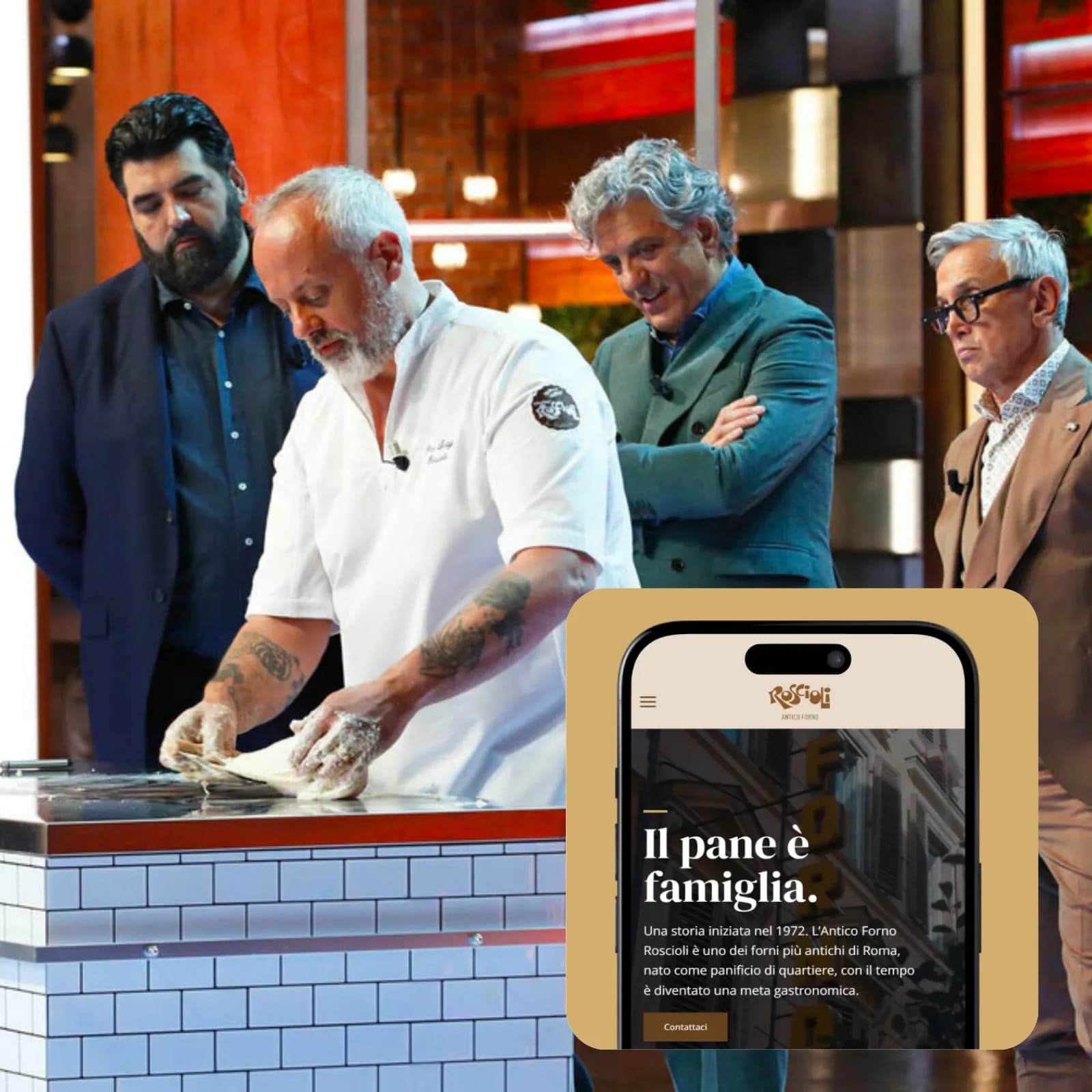 Pierluigi Roscioli in televisione con gli chef giudici, e il nuovo sito mobile dell’Antico Forno Roscioli