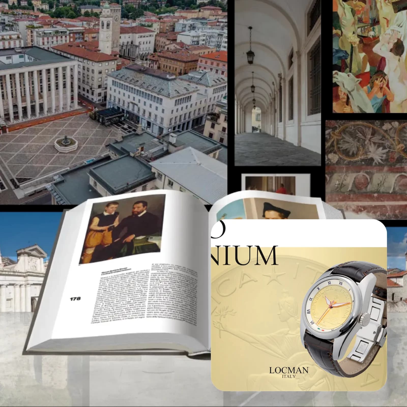 Treccani: volumi Capitali della Cultura e orologio Locman Elmo di Scipio, con la landing page di vendita