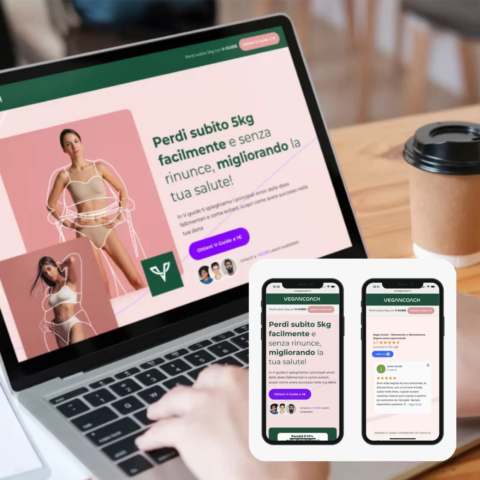 Vegan Coach: nuova landing V-Guide su desktop e mobile